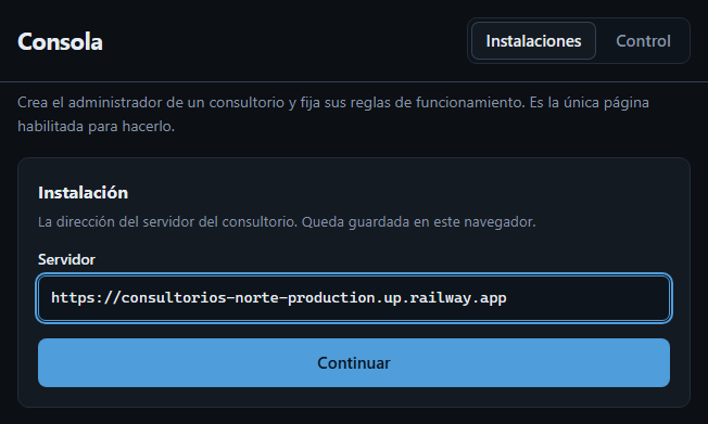 El primer paso de Instalaciones, con la dirección del servidor cargada